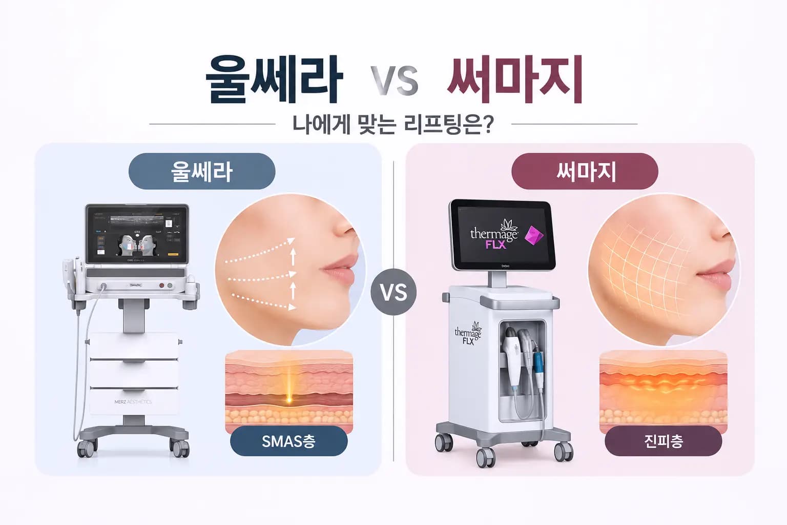 써마지 울쎄라 차이 비교 일러스트